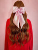 The Girly Girl Girls Bow: Oversized Pink Satin Hair Bow - MomQueenBoutique