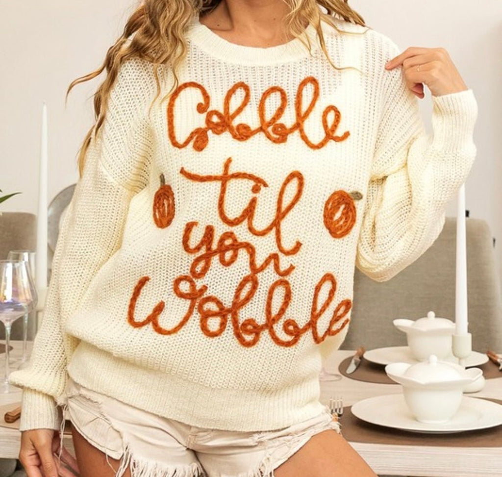 The Gobble Gobble Sweater: Knit Thanksgiving Sweater - MomQueenBoutique