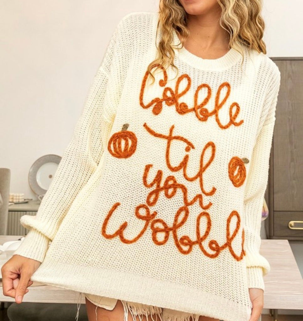 The Gobble Gobble Sweater: Knit Thanksgiving Sweater - MomQueenBoutique