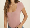 The Griffin Bodysuit: Ribbed Square Neck Bodysuit - MomQueenBoutique