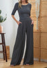 The Heather Set: 3/4th Sleeve Ribbed Wide Leg Pant Set - MomQueenBoutique