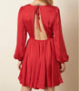 The Holly Dress: Satin Cut Out Back Mini Dress - MomQueenBoutique