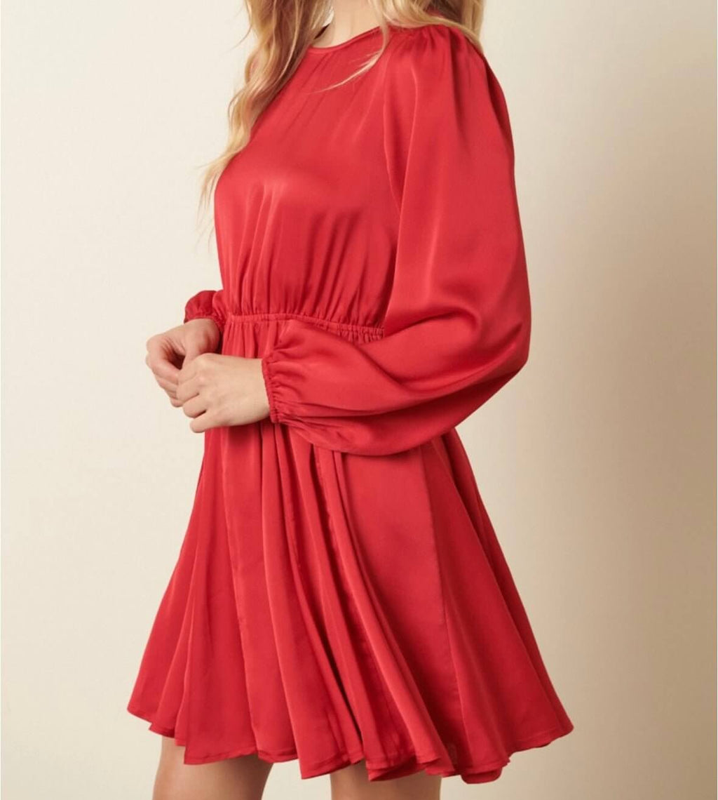 The Holly Dress: Satin Cut Out Back Mini Dress - MomQueenBoutique