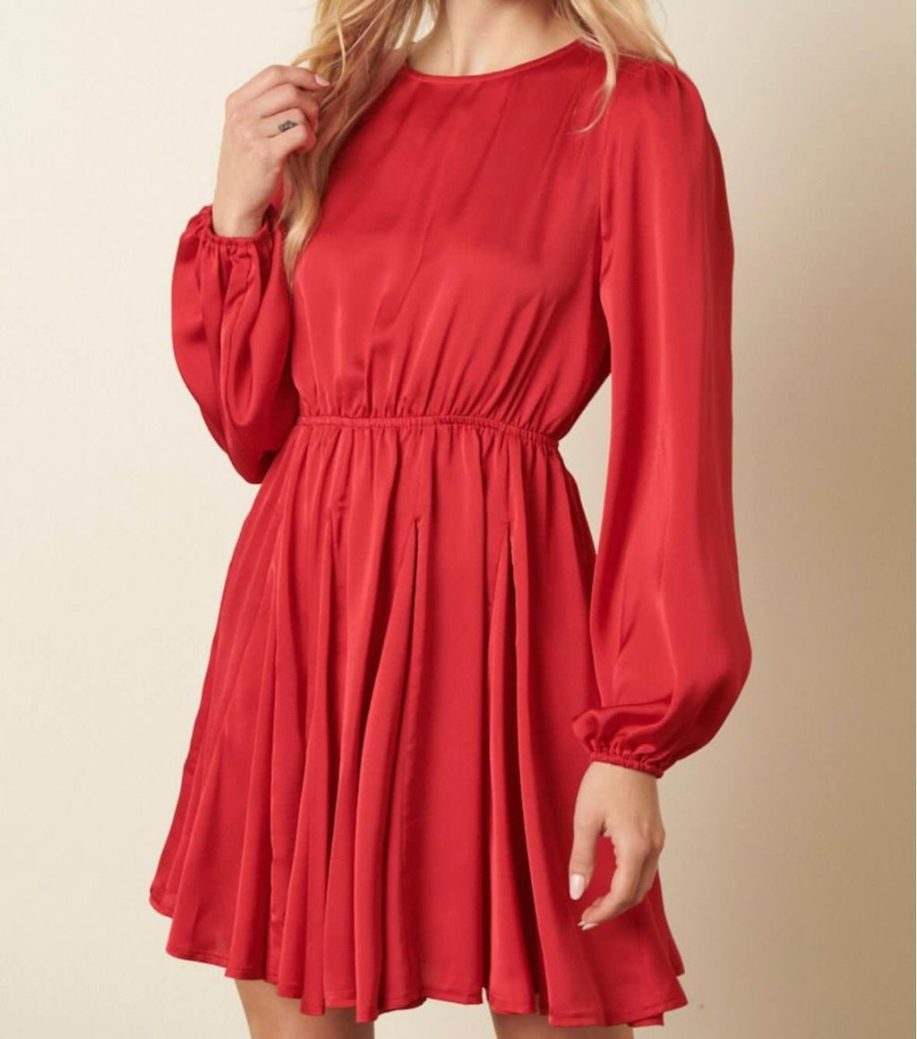 The Holly Dress: Satin Cut Out Back Mini Dress - MomQueenBoutique