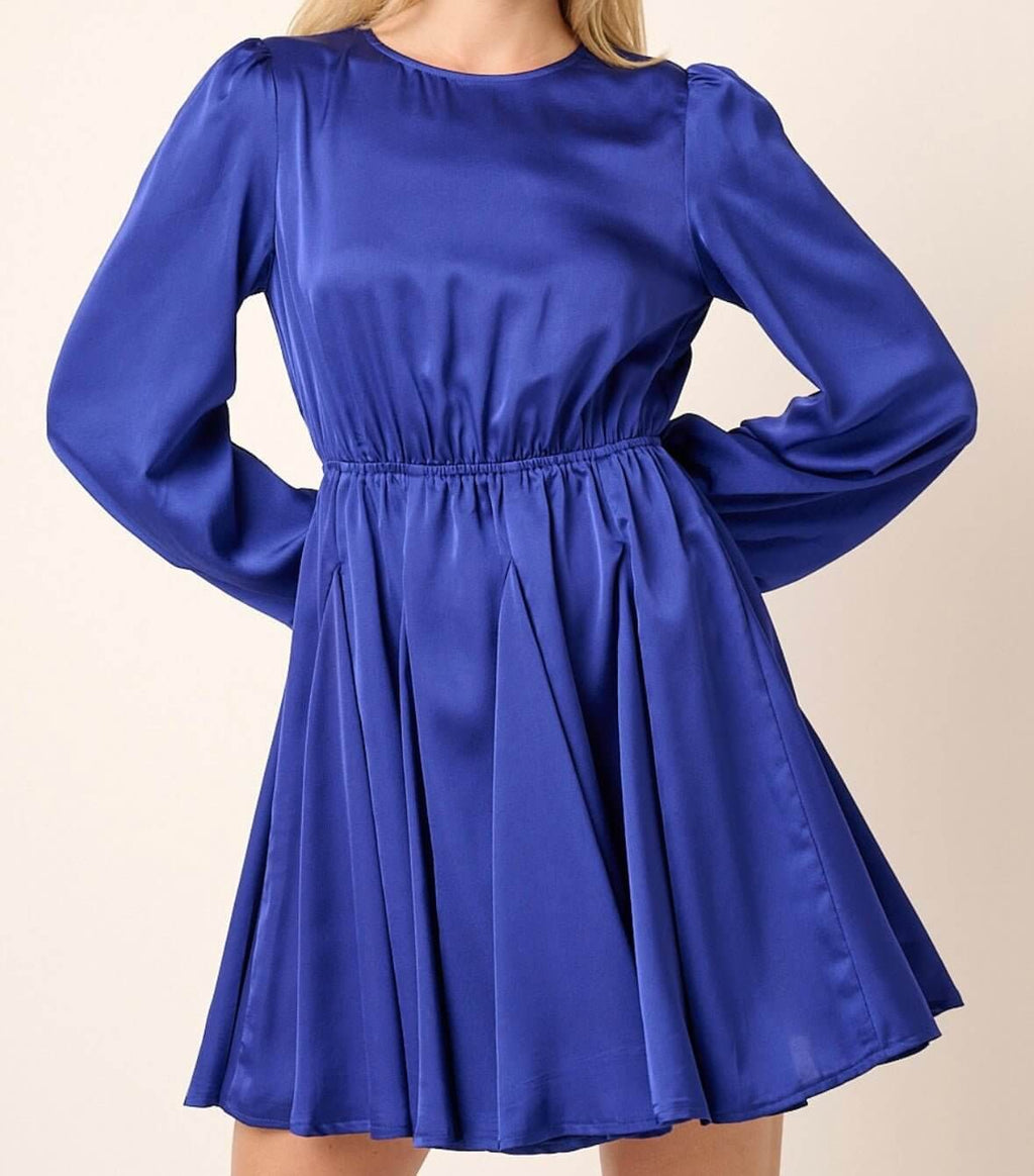 The Holly Dress: Satin Cut Out Back Mini Dress - MomQueenBoutique