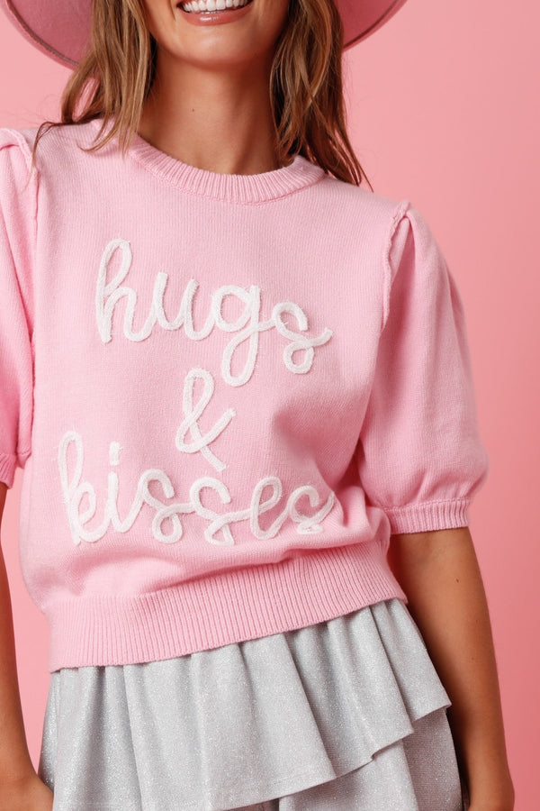 The Hugs & Kisses Sweater: Pink Valentines Sweater - MomQueenBoutique