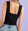 The Jameson Bodysuit: Black Ruffle Tank Bodysuit - MomQueenBoutique