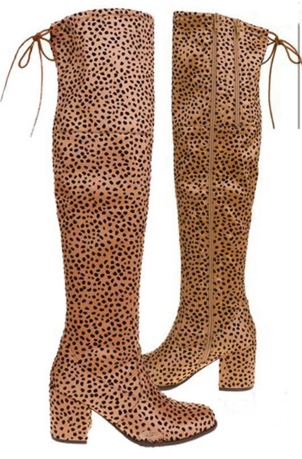 The Jane Boots: Cheetah Knee Boots - MomQueenBoutique