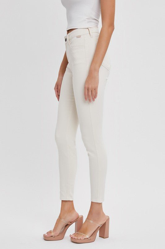 The Janice Jeans: Cropped Cream Unbleached Skinny Jean - MomQueenBoutique