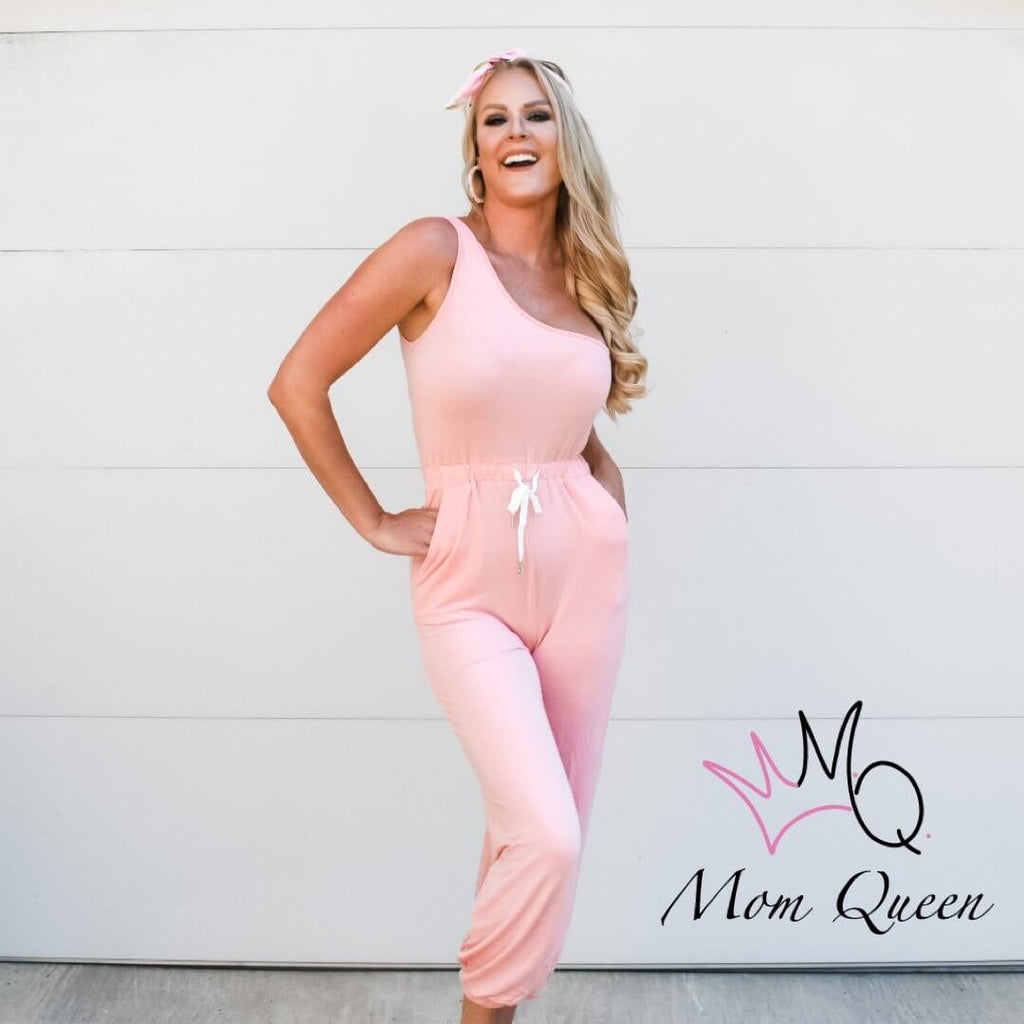 The Janine Jumpsuit: One Shoulder Jumpsuit - MomQueenBoutique