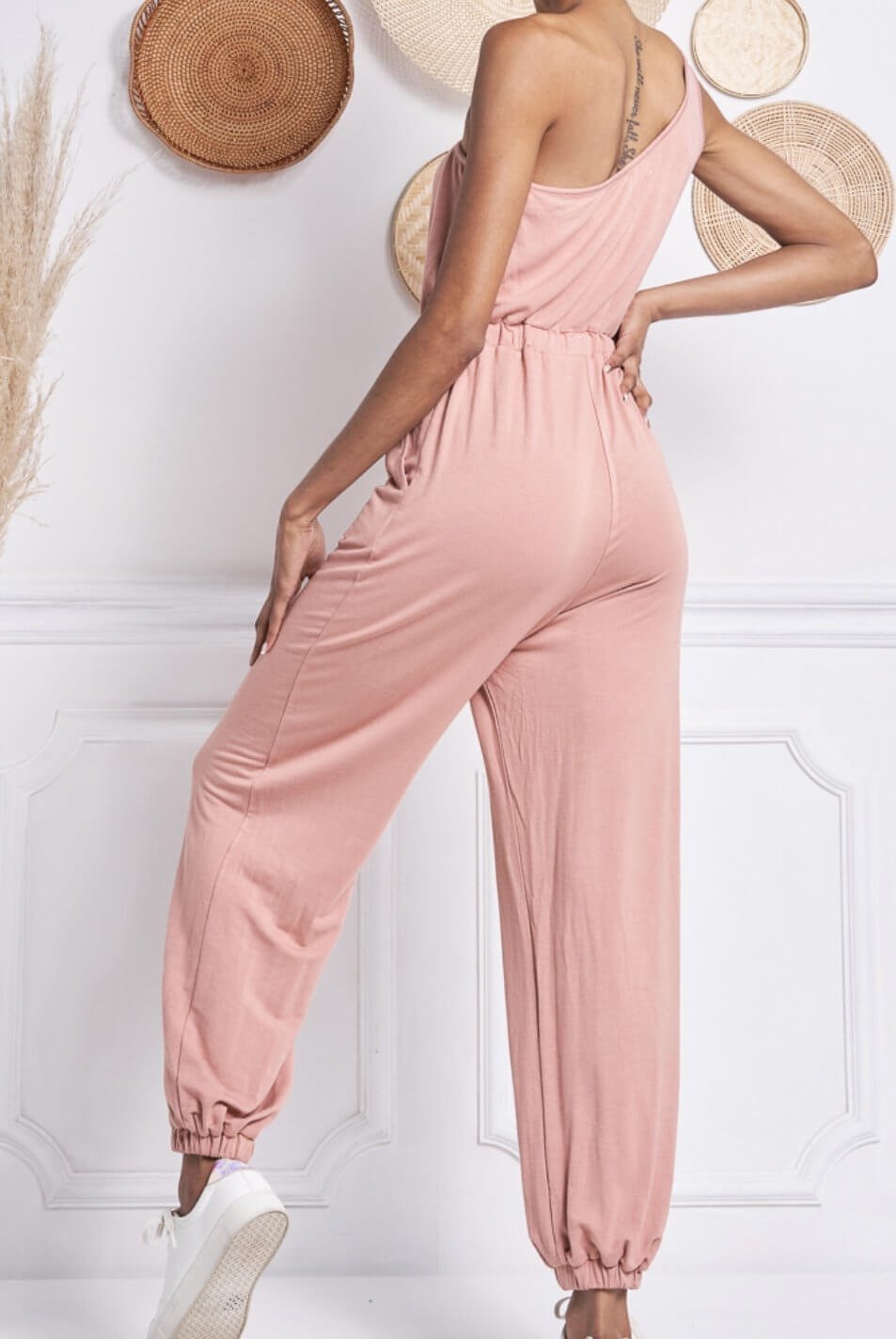 The Janine Jumpsuit: One Shoulder Jumpsuit - MomQueenBoutique