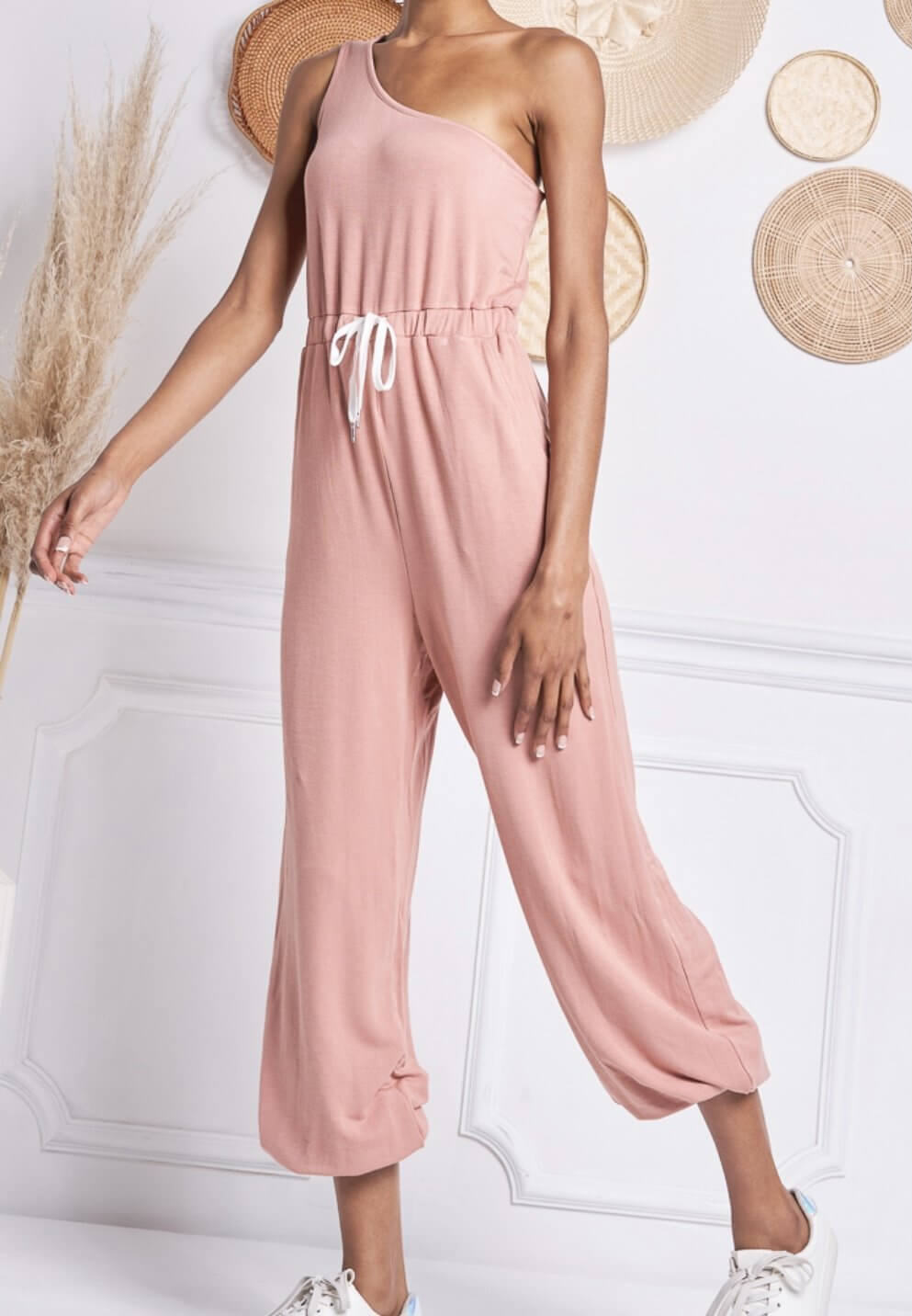 The Janine Jumpsuit: One Shoulder Jumpsuit - MomQueenBoutique