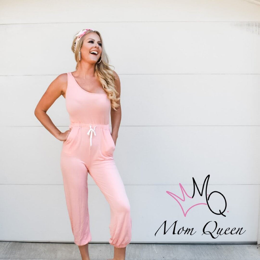 The Janine Jumpsuit: One Shoulder Jumpsuit - MomQueenBoutique