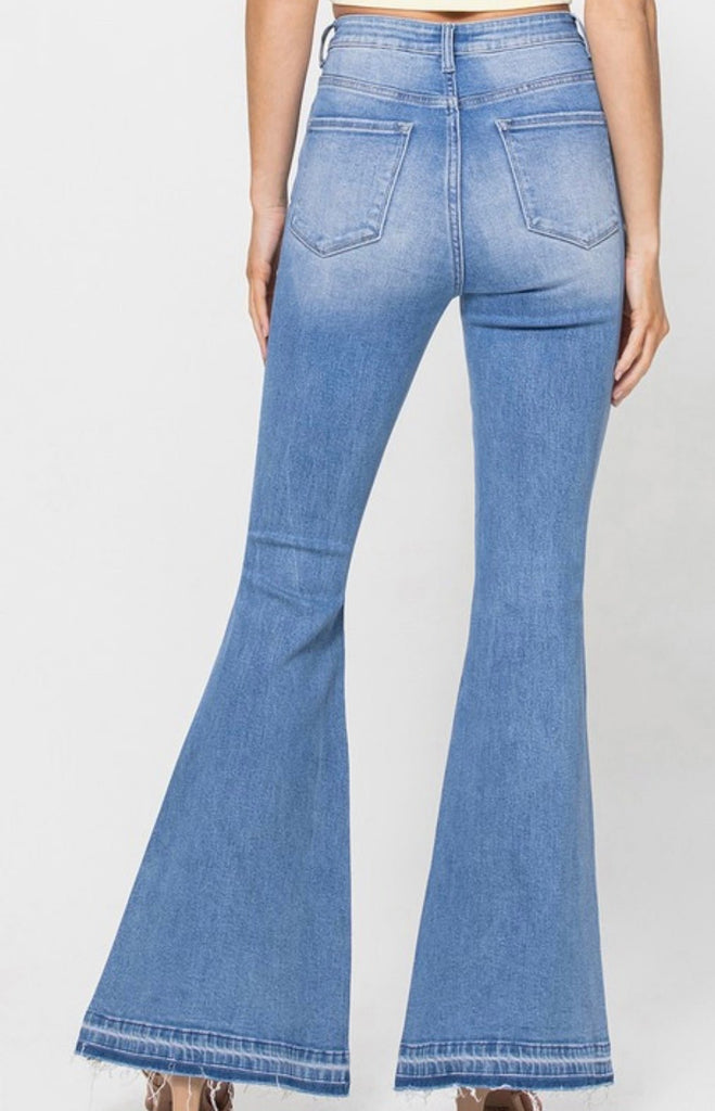 The Jenna Jeans: Button Up High Rise Flare Jeans - MomQueenBoutique