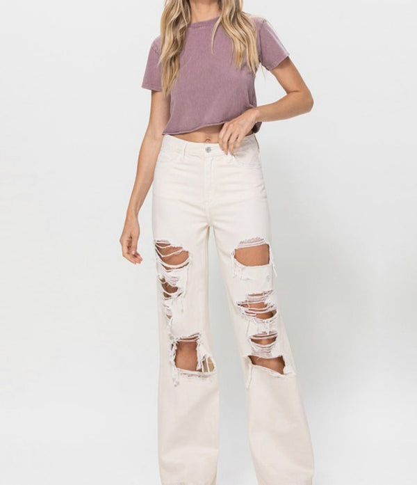 PETRA153 Kaitlyn High Rise Distressed Frayed Hem Super Flare Jeans – Simply  Me Boutique