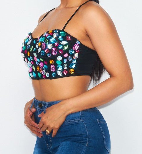 The Jewel Top: Multi Jeweled Bustier Top - MomQueenBoutique