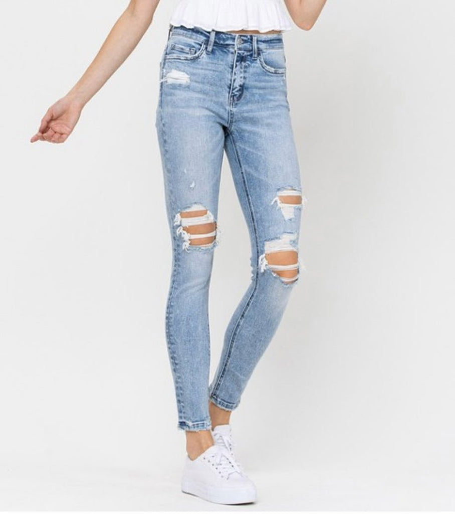 The Jordan Jeans: High Rise Distressed Skinny Jean - MomQueenBoutique