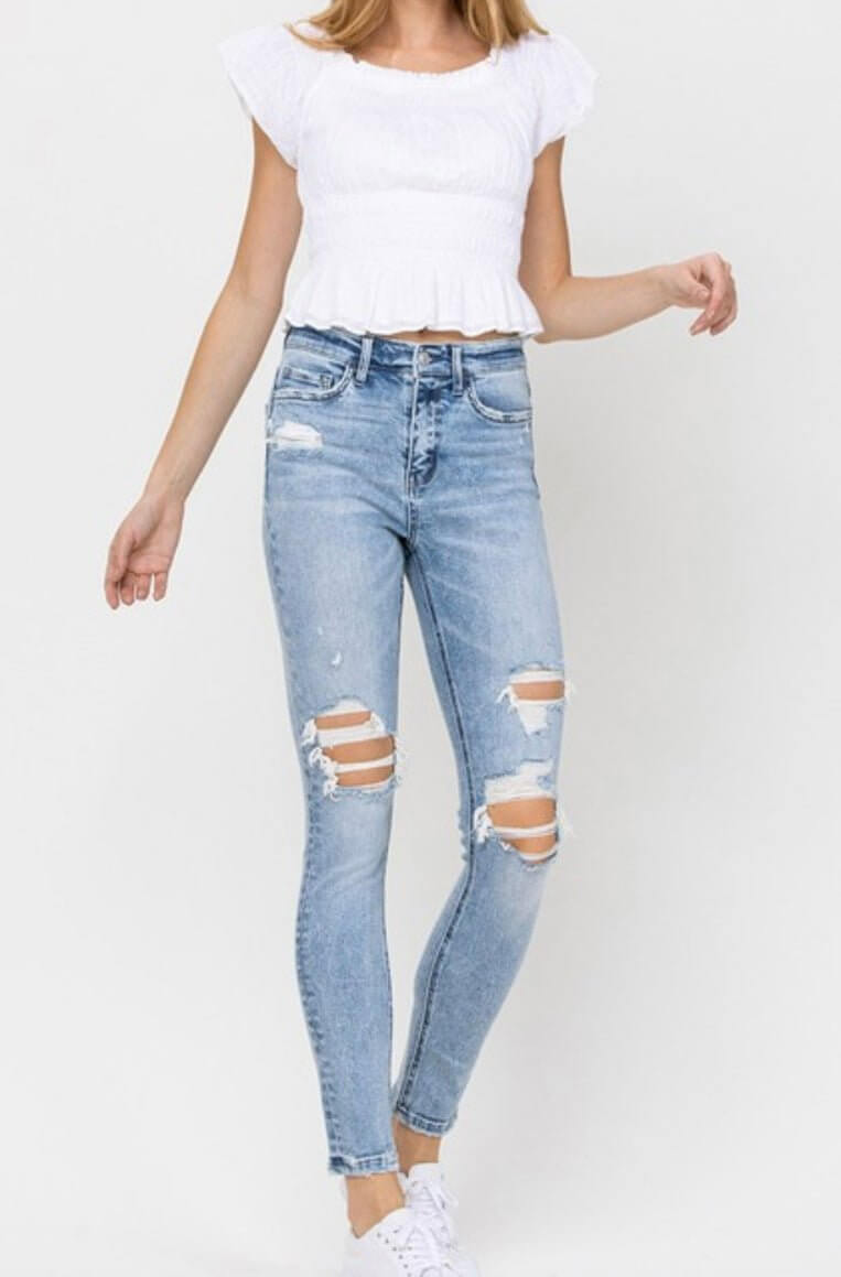 The Jordan Jeans: High Rise Distressed Skinny Jean - MomQueenBoutique