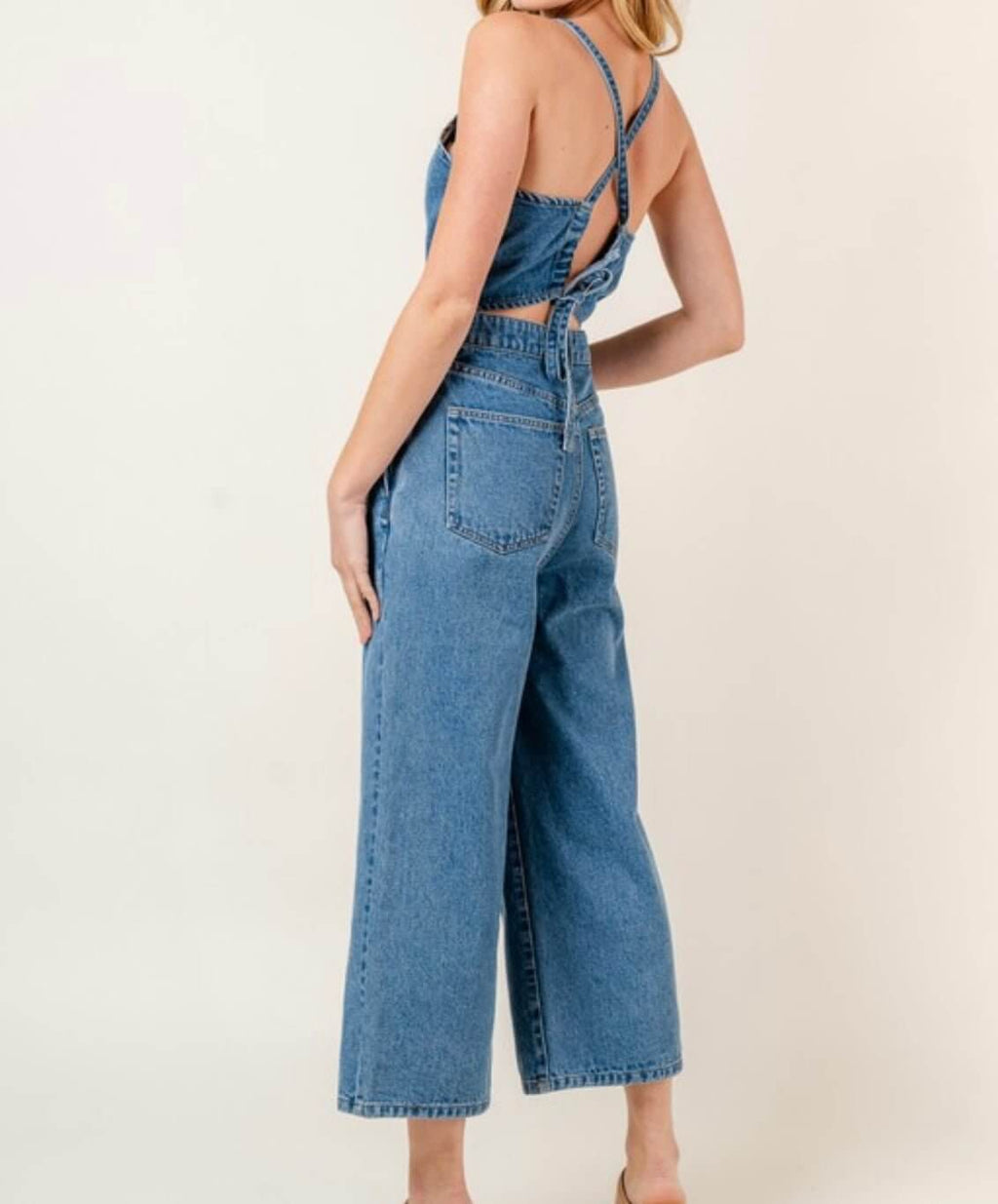 The Joslyn Jumpsuit: Denim Halter Jumpsuit - MomQueenBoutique