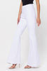 The July Jean: High Rise White Pull On Flare Jeans - MomQueenBoutique