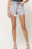 The June Shorts: High Rise Distressed Raw Waistband Grey Shorts - MomQueenBoutique