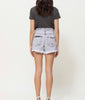 The June Shorts: High Rise Distressed Raw Waistband Grey Shorts - MomQueenBoutique