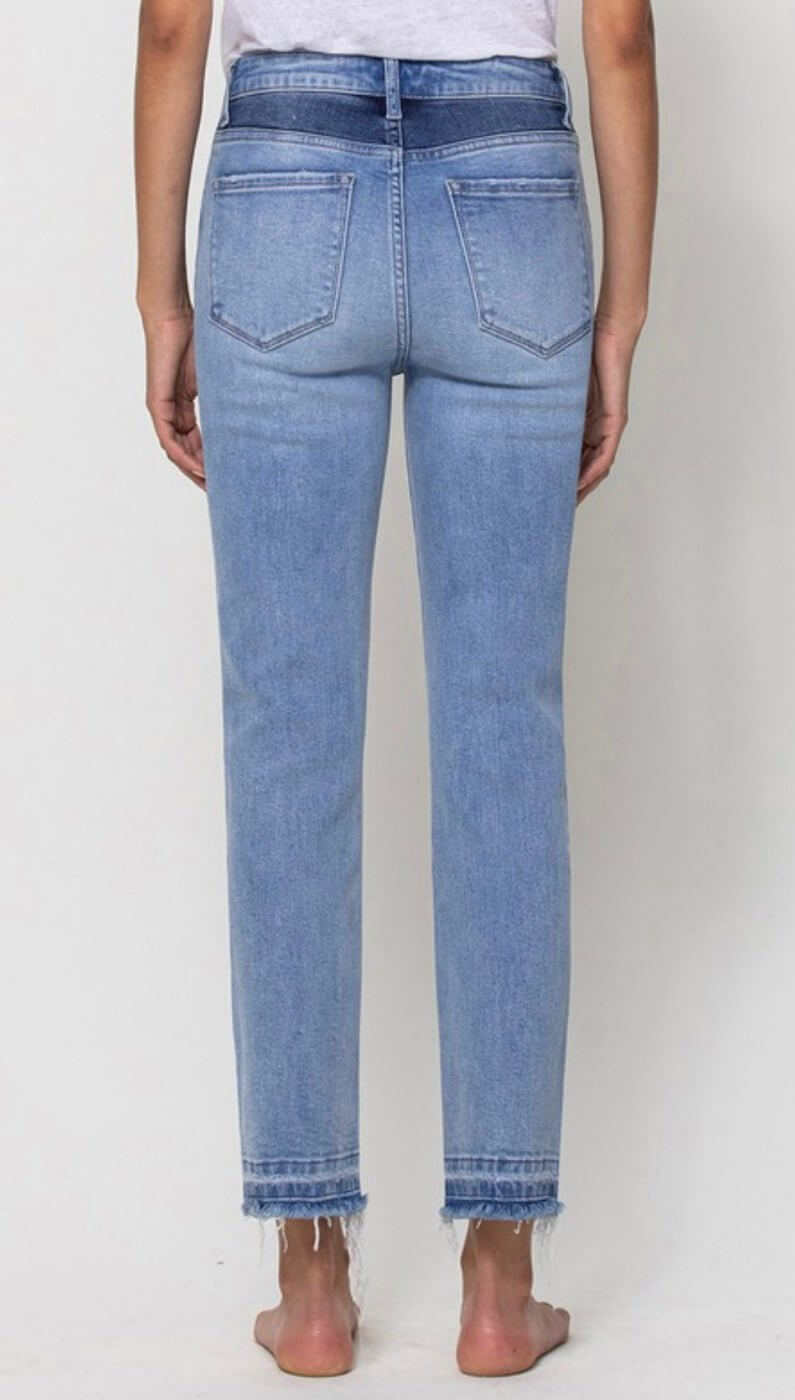 The Justice Jeans: Two Tone Distressed Mom Jean - MomQueenBoutique