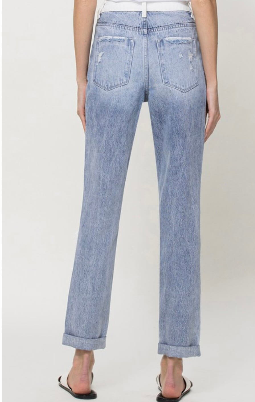The Justice Jeans: Two Tone Distressed Mom Jean - MomQueenBoutique