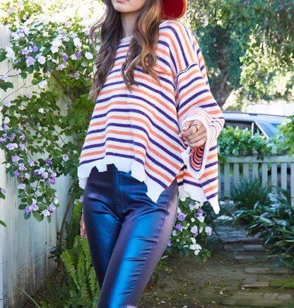 The Kathryn Sweater: Soft Striped Sweater - MomQueenBoutique