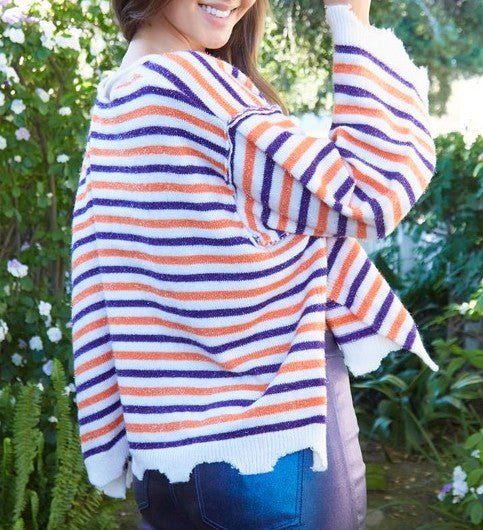 The Kathryn Sweater: Soft Striped Sweater - MomQueenBoutique