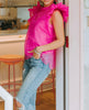 The Kaycee Top: Buddy Love Pink Organza Ruffle Top - MomQueenBoutique