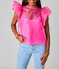 The Kaycee Top: Buddy Love Pink Organza Ruffle Top - MomQueenBoutique