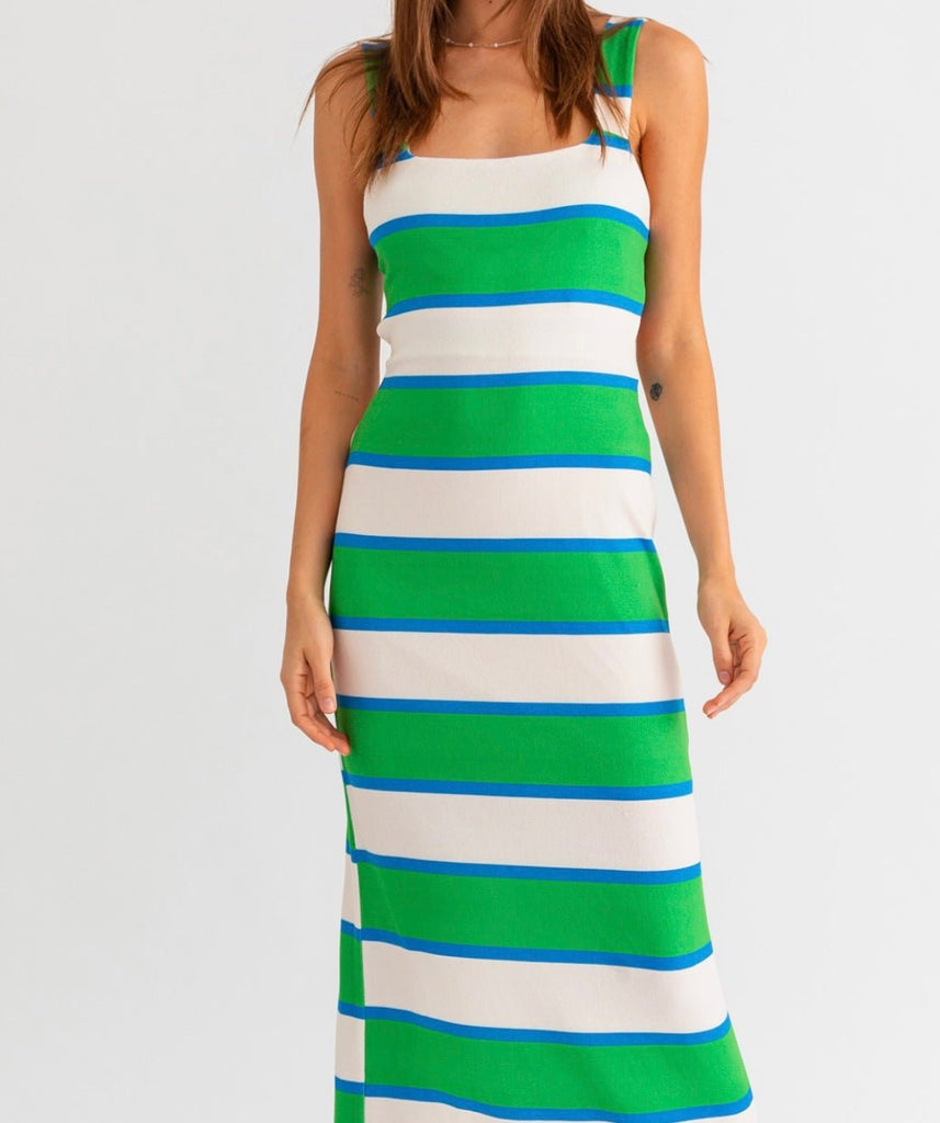 The Kelly Dress: Striped Body Con Maxi Dress - MomQueenBoutique