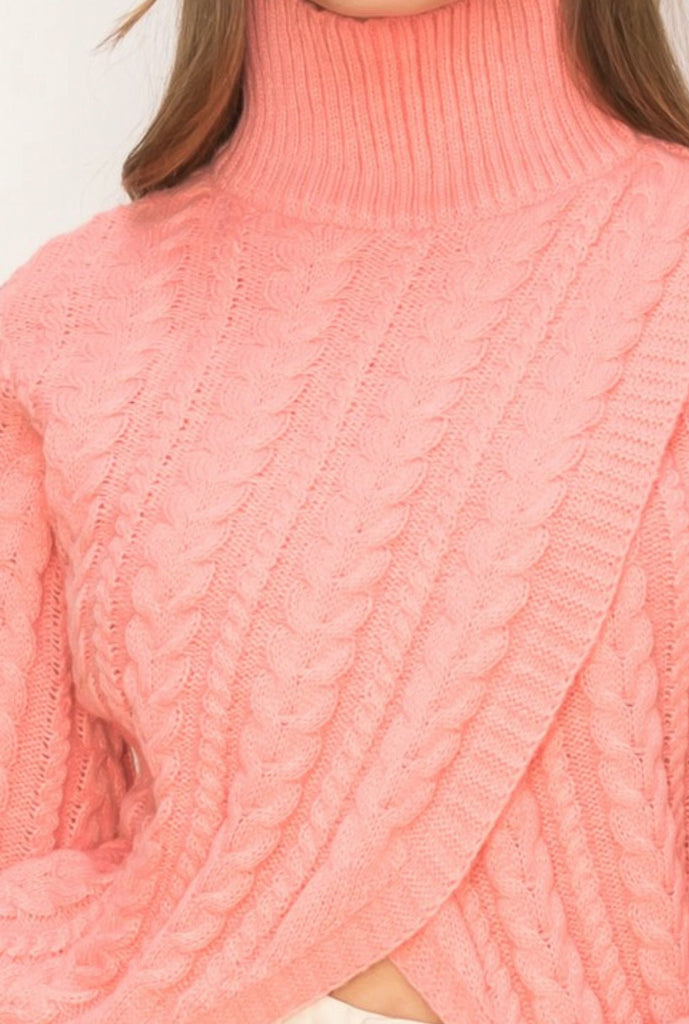 The Kelsey Sweater: High Neck Twisted Front Sweater - MomQueenBoutique