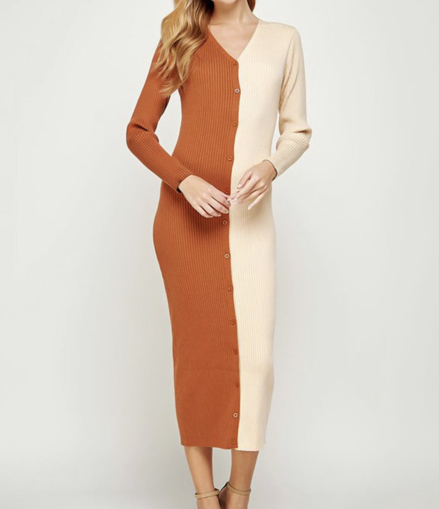 The Kennedy Dress: Color Block Midi Dress - MomQueenBoutique