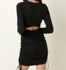 The Kimberly Dress: Ruched Detail Cut Out Back Mini Dress - MomQueenBoutique