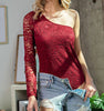 The Lacey Bodysuit: One Shoulder Lace Sleeve Bodysuit - MomQueenBoutique