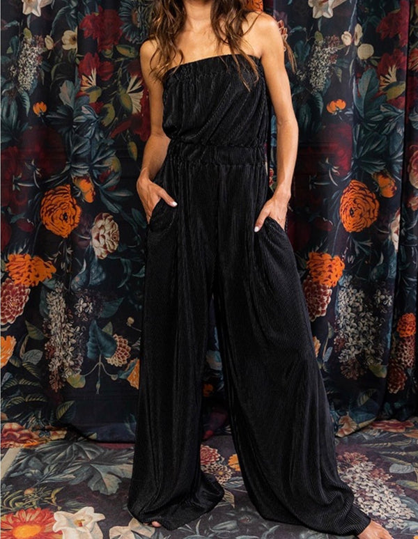 The Lauren Jumpsuit: Strapless Wide Leg Jumpsuit - MomQueenBoutique