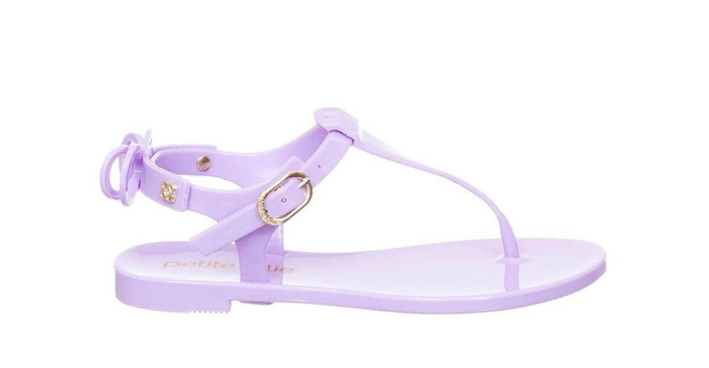 The Layla Sandals: Little Girls Purple Thing Bow Sandal - MomQueenBoutique