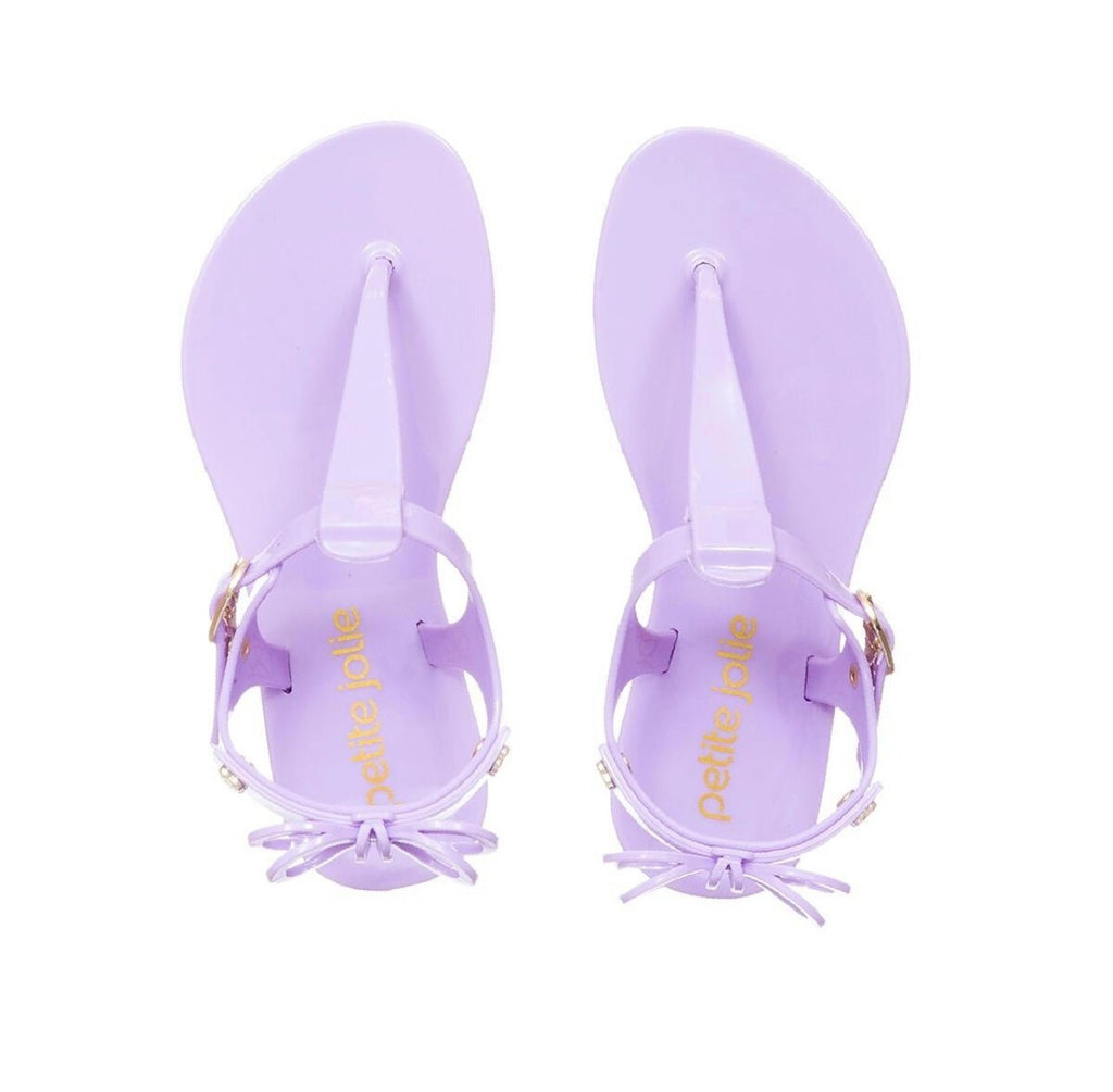 The Layla Sandals: Little Girls Purple Thing Bow Sandal - MomQueenBoutique