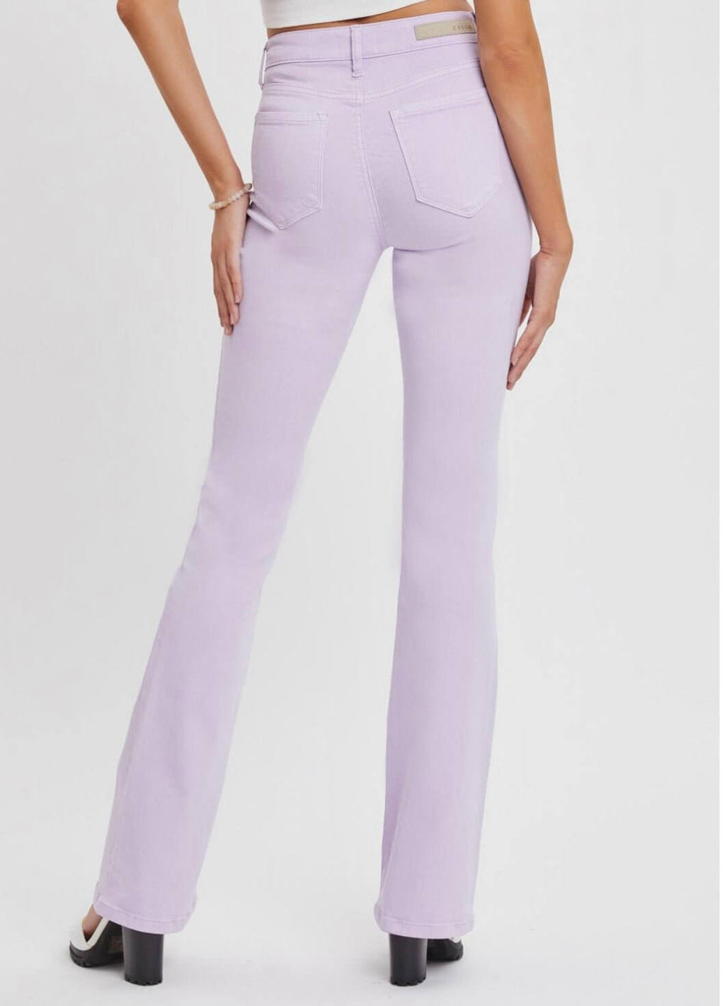 The Lilly Jeans: Lavender Purple Stretchy Flare Jeans - MomQueenBoutique
