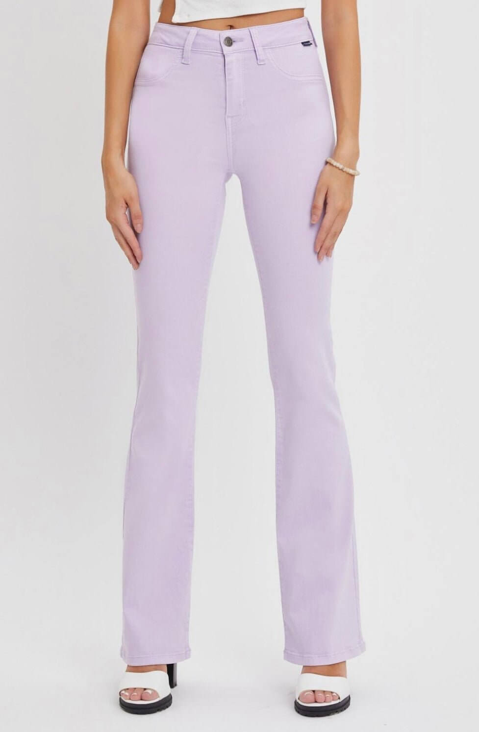 The Lilly Jeans: Lavender Purple Stretchy Flare Jeans - MomQueenBoutique