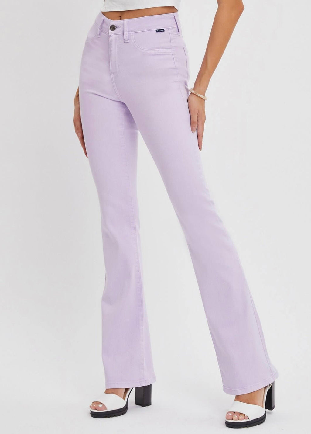 The Lilly Jeans: Lavender Purple Stretchy Flare Jeans - MomQueenBoutique