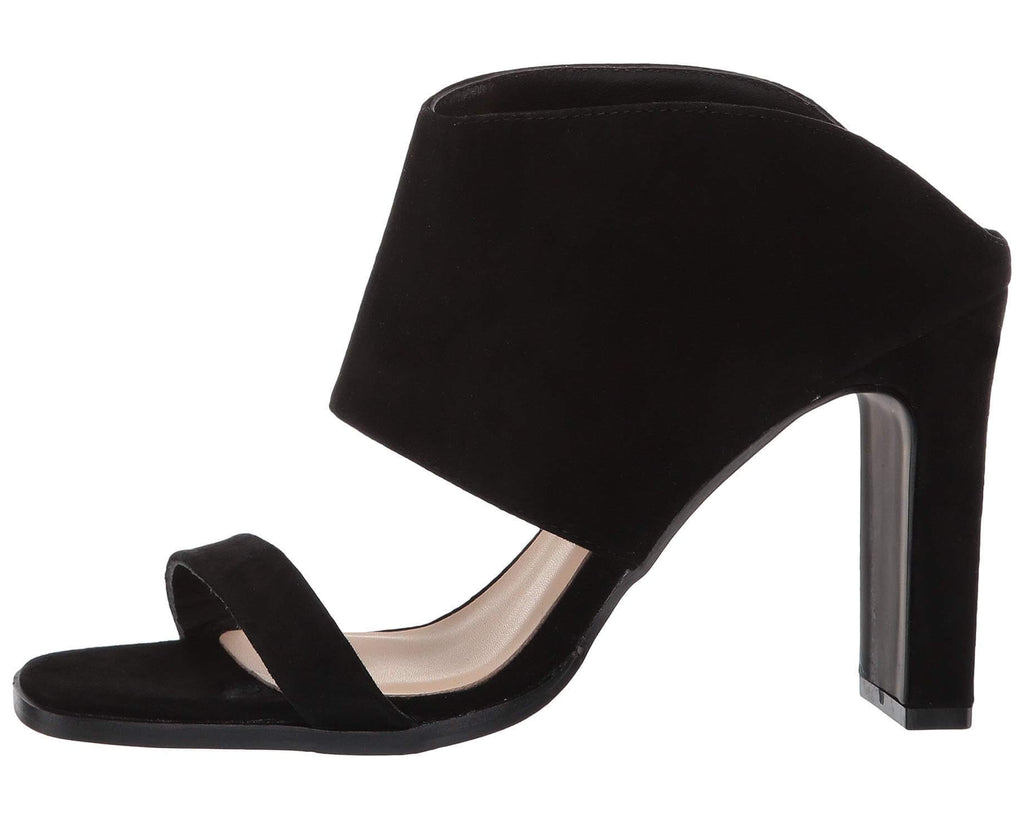 The Linda Heels: Black Double Strap Suede Slip On Heels - MomQueenBoutique