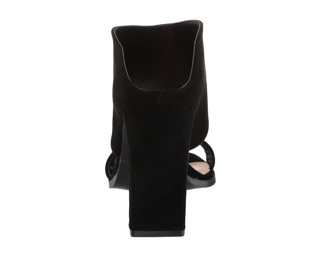 The Linda Heels: Black Double Strap Suede Slip On Heels - MomQueenBoutique