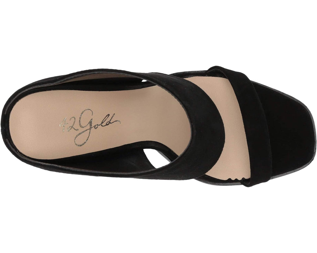The Linda Heels: Black Double Strap Suede Slip On Heels - MomQueenBoutique