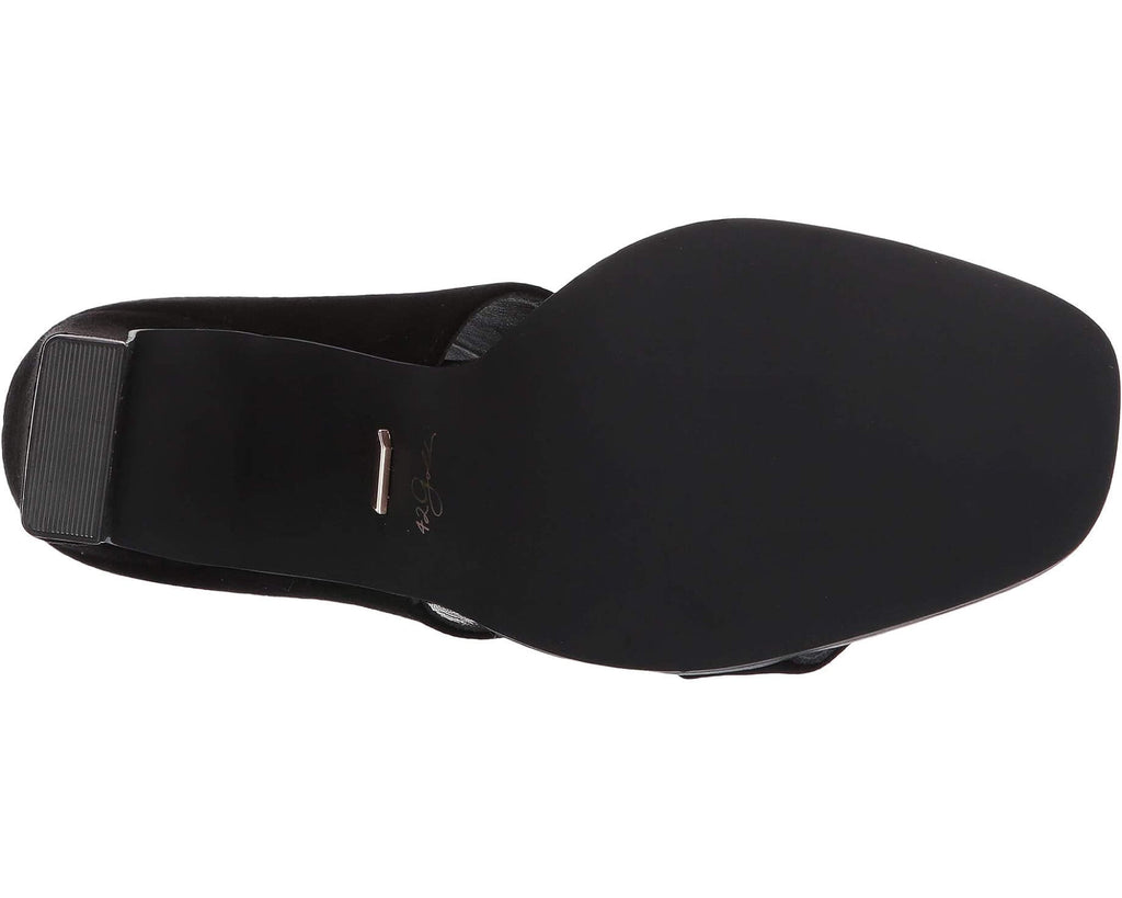 The Linda Heels: Black Double Strap Suede Slip On Heels - MomQueenBoutique