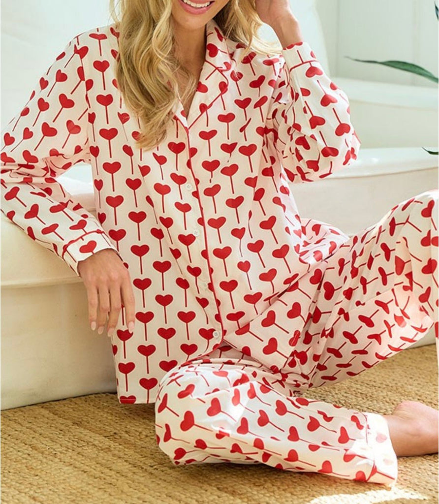 The Love Me When I’m Sleeping Jammies: Valentines Heart Pajama Set - MomQueenBoutique