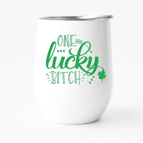 The Lucky B Wine Tumbler: 12 oz St. Patty's Day Tumbler - MomQueenBoutique