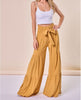 The Macie Pants: Wide Leg Mustard Palazzo Bow Pants - MomQueenBoutique